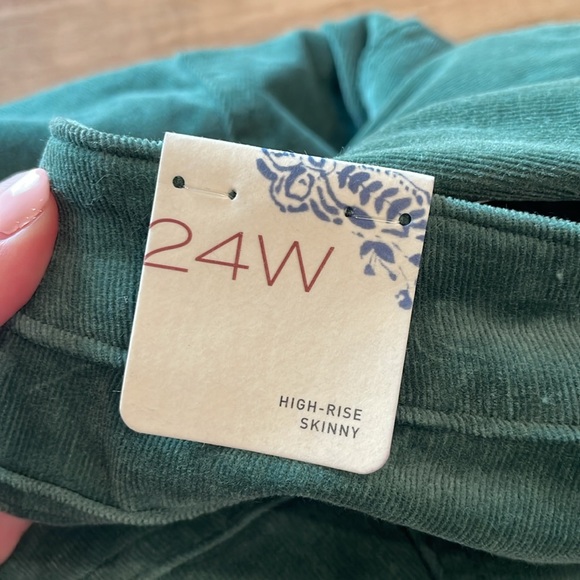NWT Anthropologie Plus Pilcro High Rise Skinny Army Green Corduroy Pants 24 - Picture 10 of 11